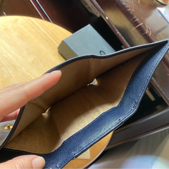 Auth Anya Hindmarch Trifold Navy Blue Wallet PRISTINE w/ Box - Picture 11 of 13